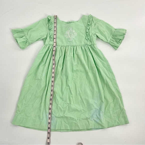 Girls Natalie Grant Dress Mint Green Thin Corduroy Monogrammed “C” Dress size 5 - Picture 3 of 8